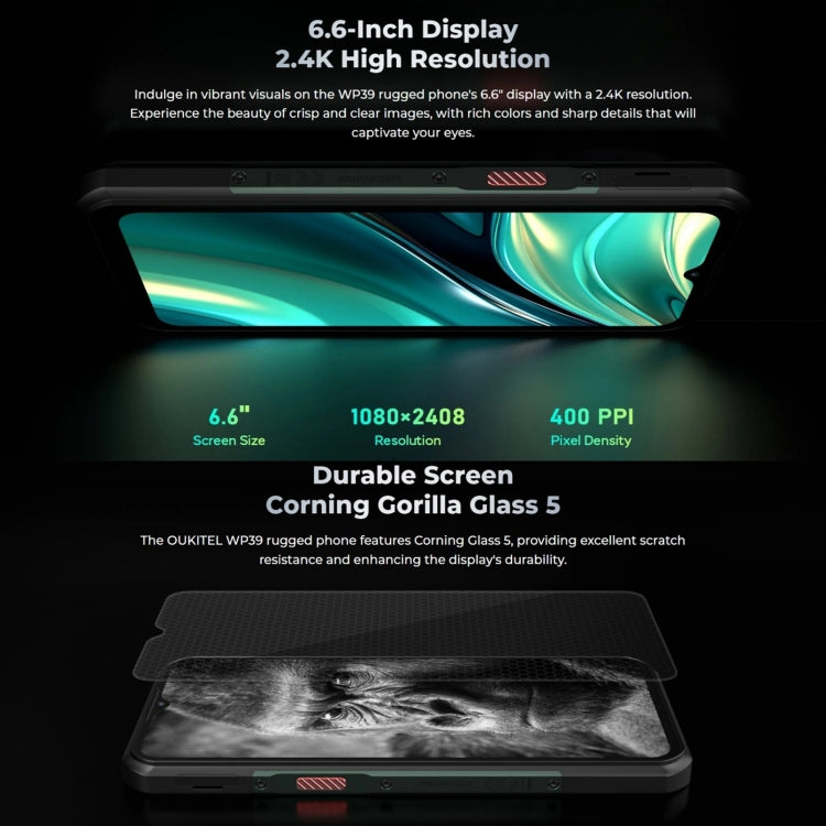 Oukitel WP39 Pro 5G Rugged Phone, 6GB+256GB, Night Vision, Fingerprint Identification, 6.6 inch MediaTek Dimensity 6100+ Octa Core, NFC, OTG, Network: 5G, WP39 5G Oukitel WP39 Pro 5G Rugged Phone, 6GB+256GB, Night Vision, Fingerprint Identification, 6.6 inch MediaTek Dimensity 6100+ Octa Core, NFC, OTG, Network: 5G, WP39 5G